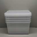 Drephia 4 Pack Clear Latch Storage Bin with Lid and Wheels, 50 L Large Plastic Storage Box
