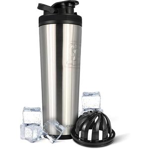 Ice Shaker Insulated Stainless Steel Shaker Bottle | 32oz, Stainless Steel | Cold for 30+ Hours | Insulated Cup with Twist-on Agitator | Odor-Free Bottle for Protein Shakes,Water, Smoothies,Cocktails