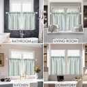 MIULEE Cafe Curtains 36 Inch Length Semi Sheer Light Filtering Half Window Farmhouse Short Linen for Kitchen Bathroom Basement, Rod Pocket Tier 2 Panels W26XL36, Sea Green