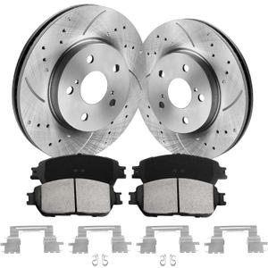 Front Brake Kit, Brake Rotors and Brake Pads Compatible with 2004-2010 Toyota Sienna, 2005-2006 Toyota Camry (SE XLE V6 Models ONLY) 296mm(11.7in)|31314 & D906-7785|Front Brake Rotors