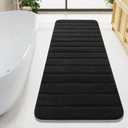LOCHAS Long Bathroom Rugs Runner, 24" x 60" Large Bath Rug Non Slip Washable, Absorbent Microfiber Bath Mat Luxury Soft, Cozy Bathroom Runner Rug for Shower Quick Dry, Black