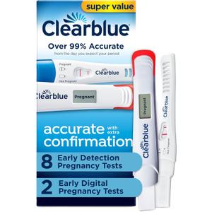 Clearblue Early Pregnancy Test Kit, at-Home Pregnancy Test Kit for Women, hCG Hormone Pregnancy Tests with Easy-to-Read Results, 10 Tests