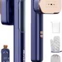 Smart Travel Steamer for Clothes, 100V-240V Portable Iron, 15s Fast Heat Up, 2 in 1 Steamer & Iron, LED Display, 100ml Lrge Water Tank, Compact Travel Size for Worldwide & European Use Azure