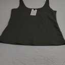 PINKMSTYLE Womens Basic Double Lined V Neck Tank Tops Slimming Workout Summer Tops Sleeveless Shirts (Large, Grey Green)