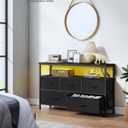 SONGMICS BELLAH Collection - Dresser for Bedroom with App-Controlled LED Lights and Charging Station, Chest of Drawers, TV Stand, 5 Drawers, Shelf, Modern, Ink Black ULGS723BH02S, 11.8"D x 38.9"W x 26.8"H