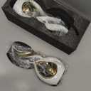 Gold Ceramic Abstract 2 Piece Statue Set,Mid Century Modern Abstract Art Home Decor Statue Mantelpiece on Unique Shelf Decor, TV Cabinet Divider Table top and Dining Table Centerpiece (White Gold)