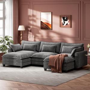 Marsail 5-Seat Modular Sectional Sofa, U-Shaped Cloud Couch, Slate Gray, 110.6" - U Shape