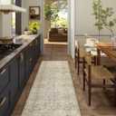 Washable Kitchen Rug Runners for Hallways: 2'x6' Bedroom Runner Rug Non Slip Low-Pile Stain Resistant Soft Carpet Runner for Indoor Entryway Hallways Kitchen Laundry Room Beside Farmhouse (Beige and Brown)