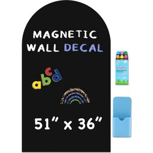 Large Arch Magnetic Wall Decal - 51" x 36" Matte Finish Chalkboard Sticker for Wall - Magnetic Board for Playroom, Home Classroom(Black)