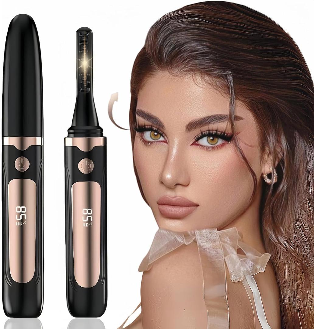 Heated Eyelash Curler - Heated Lash Curler Electric Eyelash Curler 4 Temp Settings for Makeup Tools for Achieving A Natural Curl and Long Lasting Eyelashes, Gift for Women, Black A1