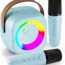 Karaoke Machine, Portable Bluetooth Speaker with 2 Wireless Microphones for Kids, Karaoke Toys Gifts Toys for Girls Boys Family Home Party (Blue)