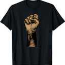 Raised Fist Black Power African American BLM Protest T-Shirt, Small