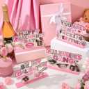 Thyle 4 Pcs Galentines Day Decorations Wooden Table Decor Happy Galentines Sign Centerpiece Photo Props for Bestie Friends Valentines Party Supplies Accessories