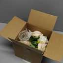 9.5In Wedding Bouquets for Bride Bridesmaid, Champagne Roses White Artificial Flowers Toss Bouquet for Wedding Party Church Decoration