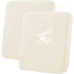 hyha Waterproof Couch Cushion Covers for Pets, Non Slip Sofa Cover for Dogs Washable, Soft Thick Stretch Jacquard Fabric, Sofa Slipcovers with Elastic Bottom (2 Pieces, Cream White)