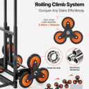VEVOR Stair Climbing Dolly 460 lbs, Heavy-Duty Folding Trolley Cart for Stairs with Telescoping Handle, 6 Wheels & 2 Ropes, Stair Climber Dolly for Home, Groceries, Warehouse