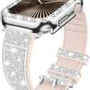 Goton Bling Silicone Band Case Compatible for Apple Watch Series 11 10 46mm with Edge Protector Cover[No Glass], Strap Color Changes with Angle for iWatch Series 11/10 46 mm (Silver)