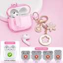 for Airpods 4 Case Clear,Cute Soft TPU Clear Case Cove for Apple Airpods 4th Generation Case (2024) with Cleaning Kit Lock & Bling Keychain, Phone Holder Function (Pink)