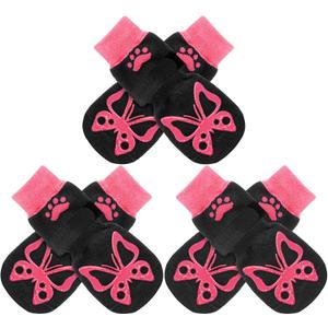 EXPAWLORER Anti Slip Dog Socks to Prevent Licking Paws,Winter Dog Boots & Paw Protectors,Dog Booties for Hardwood Floors with Grippers,Dog Shoes for Hot/Cold Pavement Small Medium Large Senior Dog (Butterfly)
