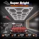 Hexagon Garage Lights : 3 Level Dimmable 14 Grids Hexagon LED Lights with Rectangle Frame - 6500K Super Bright Hex Light for Garage, Warehouse, Car Detailing Shop, Exhibition Hall, Gym