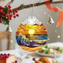 Christmas Ornament, Christmas Decoration, Stained Glass Ornament, Heirloom Keepsakes, Holiday Ornaments, Holiday Presents, Unique Xmas Gifts, Gift Exchange Ornaments, Gift Idea - Waves on The Beach