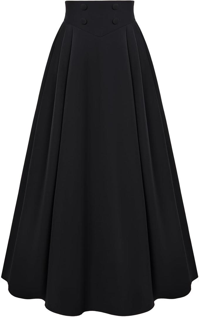 Scarlet Darkness Long Skirts for Women Maxi High Waisted A Line Skirt Renaissance Skirt with Pocket