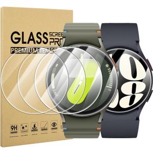 Suoman 4-Pack Screen Protector for Samsung Galaxy Watch 7/6/5/4 44mm, Tempered Glass Protectors Perfectly Fit for Galaxy 44mm Smartwatches (Clear)
