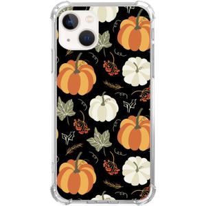 WidofvSpky Trippy Hippie Halloween Phone Case Pumpkin Autumn Fall Cover for iPhone 13, Cute Cats Stars floral Plants Pattern for Girls Boys and Women, Trendy TPU Bumper Case for iPhone 13 