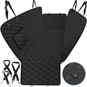 BeneathYourFeet Dog Seat Cover (54" W x 56" L, Black) Scratch Prevention Dog Car Seat Cover for Back Seat Waterproof Dog Hammock for Car Car Seat Covers for Dogs