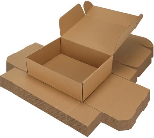 Serwrsw 13x10x4 inch Shipping Boxes Set of 15 Brown, Inner Size 12.6x9.6x1.6 inch Cardboard Box Mailers for Small Business Packaging Mailing or Gift Wrapping Giving