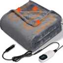 12V Heated Car Blanket Flannel Gentle Soft with 3 Time 9 Heating Settings Portable Electric Automobile Heating Throw Warm Gifts for Winter SUV RV Camping Essentials 59x39