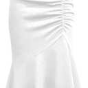 GORGLITTER Women's Ruched Fishtail Maxi Long Skirts Fall Trendy Cute Business Casual High Waisted Work Festival Skirts (White, S)