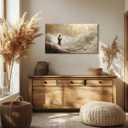 Jesus Walking on Water Canvas Wall Art Christian Walking With God Paintings Pictures Wall Decor Religious Bible Stories Printing Artwork for Living Room Bedroom Church Home Decoration Ready To Hang, 3,39ft x 19 inch