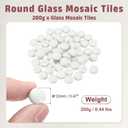 MECCANIXITY 12mm Glass Mosaic Tiles, 200g Round Iridescent Glass Pieces Recycled Mosaic Tiles Bulk for Vase Flower Pots Aquarium Decor Garden Project DIY Art Craft, White