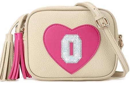 OYLOLA Birthday Gifts for Girl Initial Girls Purse Toddler Purse Kids Purses Toddler Girl Gifts Heart Purses for Girls Beige O