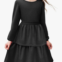 Arshiner Girls Dress Fall Sparkly Glitter Puff Sleeves Layer Party Dresses with Belt 14