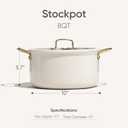 CAROTE 8QT Full Clad Tri Ply Stainless Steel Stock Pot with Lid, Kitchen Stockpot Soup Pot, Outer Ceramic Layer, Even Heating, All Stoves Compatible, Oven & Dishwasher Safe, Stay Cool Handle, White, 8 Quarts