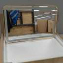 Rectangle LED Bathroom Mirror, 32"x20" Anti-Fog Double Touch Lighted Wall Vanity Mirror 45 Beveled Metal Frame Stepless Adjustable Color Temperature Smart Mirror 3000K-6000K, Gold