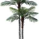 8ft Tall UV Resistant Faux Palm Tree, 96in Artificial Palm Tree Indoor Outdoor, Fake Tree with Real Bark and Realistic Leaves and for Home House Office Living Room Yard Patio.