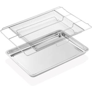FRIGPEREAFT Air Fryer Tray Replacement for Frigidaire 30'' Ready Cook Oven 304 Stainless Steel 25x16.25 In Air Fry Rack Frigidaire Electric Wall Oven Range Parts Air Fryer Basket Set (Not 24'' Width)