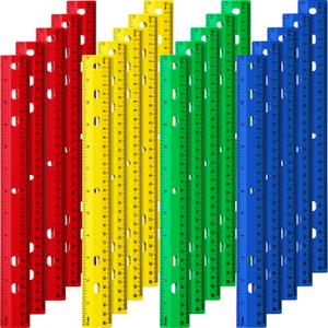 TaoBary 60 Pcs 12 Inch Plastic Ruler Bulk Plastic Straight Ruler with Inches and Centimeters for School Classroom Students Supplies