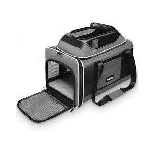 Pet Carrier with Wheels | United Delta American Frontier Airline Approved | Two Expandable Sides, Storage Pockets Adjustable Leash | Rolling Dog and Cat Carrier TSA Compliant (Dark Grey 17x11x11)