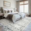 Soalmost Washable Area Rug 8x12 Large Soft Living Room Rugs Blue/Ivory