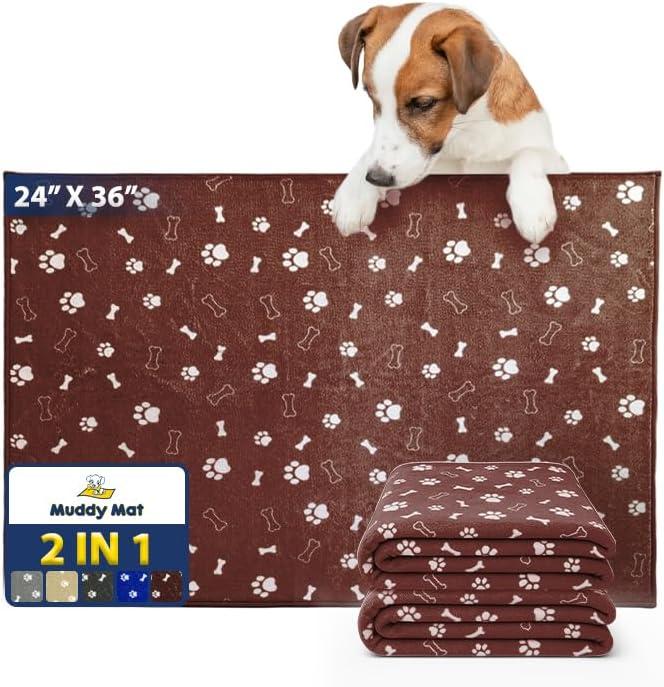Muddy Mat Washable Pee Pads for Dogs, Super Absorbent Reusable Puppy Pads100% Waterproof Pee & Potty Training Pads for Pets, Non-Slip Dog Pads for Crates, Playpens and Floors - 2 Pack, Brown 24"x36"