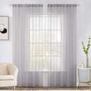 MIULEE 2 Panels Gray Solid Color Sheer Window Curtains Elegant Window Voile Panels/Drapes/Treatment for Bedroom Living Room (54X84 Inches) (Greyish Lilac)
