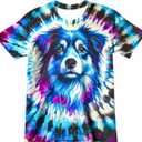 Little Kids Blue Purple White Tie Dye Dog Shirt 6-16 Years Boys' Girls' Hippies Senior Tie-Dye Tee Tshirt 10