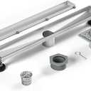 Bochni Linear Shower Drain 24" Brushed 304 Stainless Steel | Fast Drainage | Tile Inserted | Stainless Floor Drain Grate | Hair Strainer | Drain Key | The Upgrade for Your Bathroom