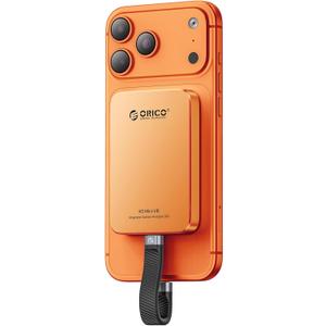 ORICO 480GB Magnetic External SSD, Aluminum Alloy, Up to 460MB/s, External Solid State Drive, Expand Storage for iPhone 17 Pro Max, Compatible w/MagSafe, USB-C Smartphones - K5MINI Orange
