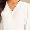 Hobemty Women's Button Down Bodysuit Long Sleeve V Neck Classic Business Work Shirt Top (White, XL)
