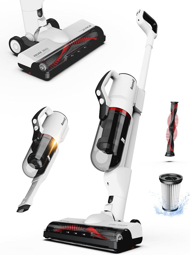 Roomie Tec SlimVac Pro Cordless Vacuum Cleaner for Home - 2200mAh Battery, High Suction Power, Lightweight, Detachable Handheld with HEPA Filter – Multi-Surface Cleaning for Carpets, Hard Floors, Cars